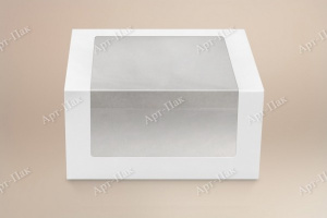 Коробка для торта 180х180х100 БЕЛАЯ с окном АП